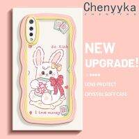 Chenyyka เคสสำหรับ VIVO S1 เคสการ์ตูนน่ารักกระต่ายสีชมพูมีสีสันน่ารักขอบคลื่นครีมเคสมือถือกันกระแทกแบบใสนิ่มโปร่งใสลายกล้องถ่ายรูปที่สร้างสรรค์เรียบง่ายฝาครอบป้องกันซิลิโคน