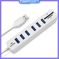 JWQYPH สำหรับ Mac มินิความเร็วสูง6ฮับ USB พอร์ตฮับต่อพ่วงเครื่องอ่านการ์ดตัวแยก USB