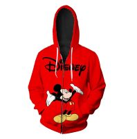 ใหม่ Mickey Mouse Zipper Hoodie ผู้ชายและผู้หญิงเสื้อผ้าเด็กผู้หญิงฤดูใบไม้ผลิ 2022 การพิมพ์ 3D ขนาดใหญ่ฮาราจูกุเด็ก Hoodie