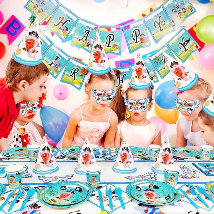 shark-party-supplies-pirate-shark-tableware-set-table-decoration-sea-creatures-birthday-decoration-set-for-ocean-theme-birthday
