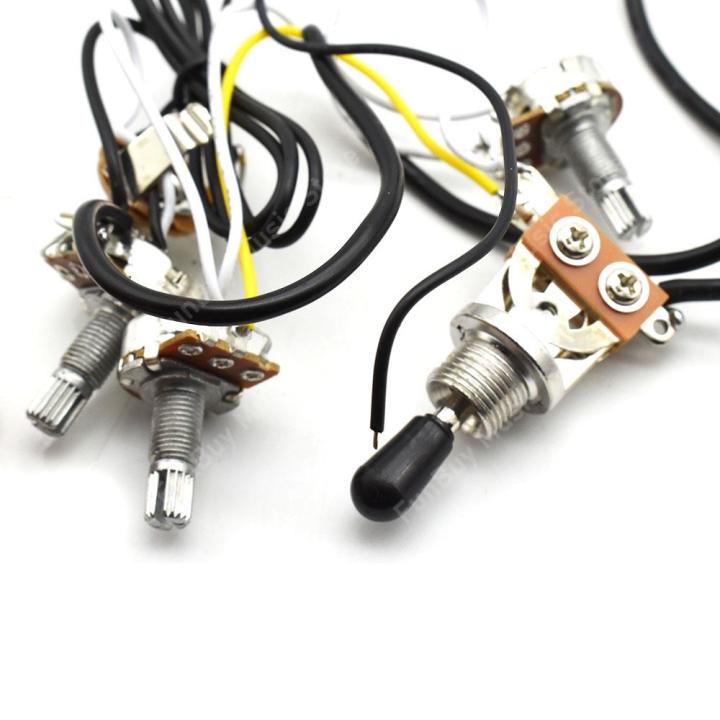 electric-guitar-pickup-wiring-harness-kit-2v1t-500k-pots-potentiometer-3-way-switch-with-output-jack-for-lp-lp-electric-guitar