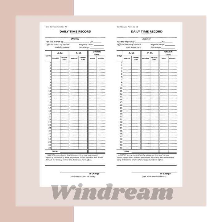 Daily time record form 48 lazada ph