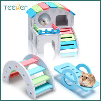 Teeker ของเล่นหนูแฮมสเตอร์หนูทดลอง,บ้านไม้แฮมสเตอร์สะพานสีรุ้งของเล่นหนูแฮมสเตอร์ของเล่นเล่นไม้ DIY ของเล่นสำหรับแฮมสเตอร์ขนาดเล็ก