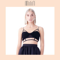 [MILIN] Twisted knot overlay Strapy detail crop bralette เสื้อครอปสายเดี่ยวแต่งคริสตัลจับทวิสต์ช่วงอก Antilia Top