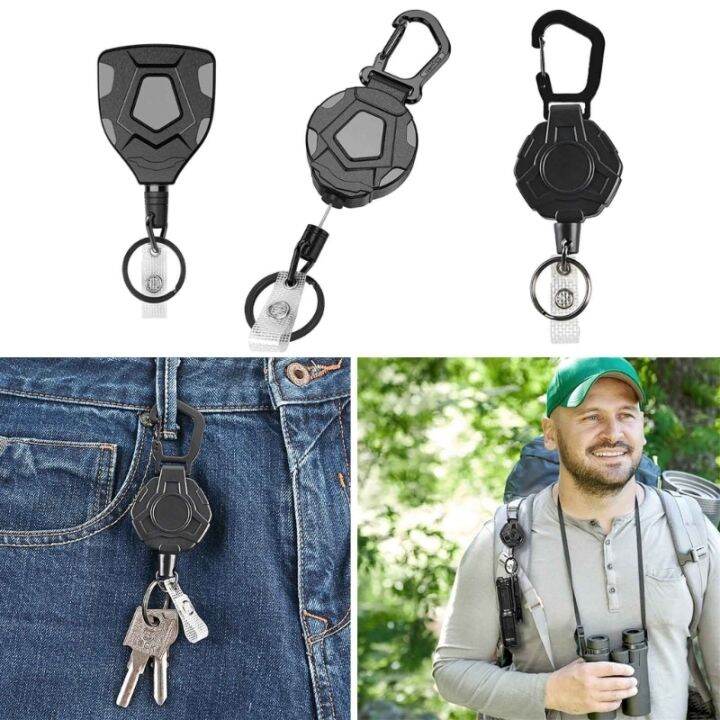 retractable-keychain-heavy-duty-retractable-badge-holders-carabiner-keychain-anti-theft-elastic-keychain-durable