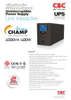 เครื่องสำรองไฟ (UPS) CBC Champ Iview LCD 1000VA/400W (1U1000I-400-CP-IV-NEW) ราคาถูก