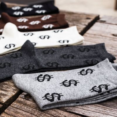 【CW】 Men  39;s Socks Money Patterned Cartoon Cotton for Men