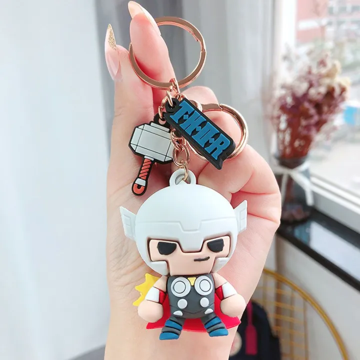 PENGQ Gifts Pendant Car Keychain Marvel Legends Avengers Scultures Miniatures Animation Peripheral Marvel&#39;s The Avengers Keychain Key Ring Figurine Model