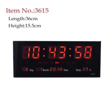 FTEE78 XQ-3615 นาฬิกาดิจิตอล นาฬิกาติดผนัง LED ไฟสีแดง นาฬิกาดิจิตอลประดับบ้าน ห้องนั่งเล่น นาฬิกาแขวน แขวนติดผนัง Number Clock แขวนผนัง ตั้งปลุกได้