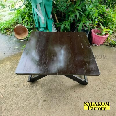 SLK โต๊ะพับญี่ปุ่นไม้สักทอง โต๊ะนั่งกินข้าว โต๊ะกาแฟ ทรง สี่เหลี่ยม 70*70 สีโอ๊ค