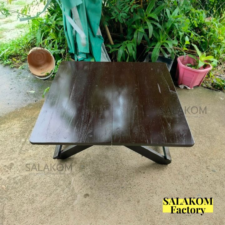 slk-โต๊ะพับญี่ปุ่นไม้สักทอง-โต๊ะนั่งกินข้าว-โต๊ะกาแฟ-ทรง-สี่เหลี่ยม-70-70-สีโอ๊ค
