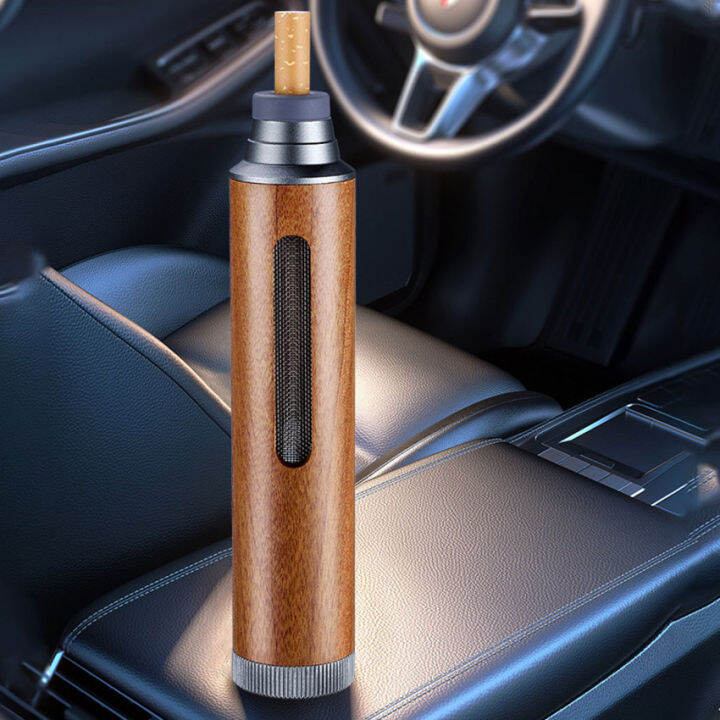 Portable Ashtray AntiAsh Luxury Wood Cigarette Holder Mini Car Ashtray with Anti SootFlying