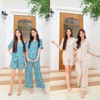 ชุดนอน Muslin pajamas ซาติน Silk Satin ผ้านุ่มลื่น ใส่สบาย ( รุ่น T1033,N1033,T1034,N1034)