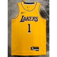 Hot 【hot pressed】nba jersey Los Angeles Lakers No. 1 Russell yellow classic basketball jersey