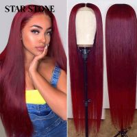 【jw】♞ 99j Burgundy Short Straight Bob Human Hair Wigs Wig Front Pre Plucked 13x4