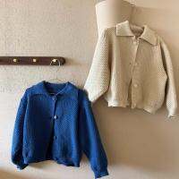 7349 2023 Autumn Kids Cardigans Knitted Longsleeve Loose Style Baby Sweater Tops Coat Jacket Baby Clothes