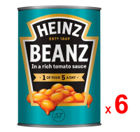 HEINZ เบคบีน ไฮนซ์ ถั่วอบในซอสมะเขือเทศ ปราศจากกลูเตน ชุดละ 6 กระป๋อง กระป๋องละ 415 กรัม / HEINZ Baked Beans in Tomato Sauce - Gluten-Free - Set of 6 Cans - 6 x 415 G.