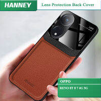 HANNEY เคสโทรศัพท์สำหรับ OPPO RENO 8T 8 7 4G 5G เคสหนังแฟชั่นฝาหลังป้องกันเลนส์กล้องผิว PC แข็ง กันกระแทก HY-01