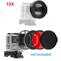 ตัวกรองเลนส์แว่นขยายระยะใกล้16x 58มม. สำหรับ GoPro Hero 3 4 5 6 7สีดำ &amp; เคส