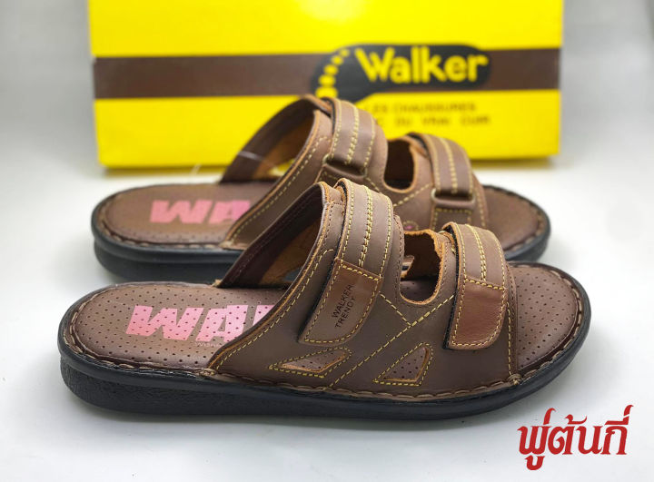 รองเท้า-walker-รุ่น-wb662-รองเท้าแตะวอคเกอร์-รองเท้าหนังแท้-สีดำ-น้ำตาล-ของแท้