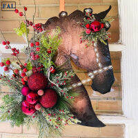 FAL Christmas Dressage Wood Horse Head Door Hanger Rustic Front Door Pendant For Home Farmhouse Garden Decor New