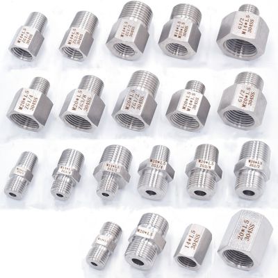 M14x1.5 M20x1.5 Metric 1/4 3/8 1/2 BSP Female Male Thread 304 Stainless Steel Pipe Fitting Adapter Reducing Connector