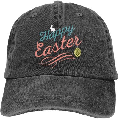 Happy Easter Day Rabbit Egg Washed Cowboy Baseball Cap Vintage Denim Hat for Men Women Trucker Hats Dad Hat Unisex