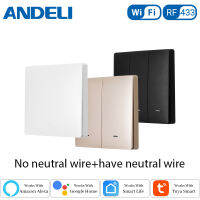 ANDELI Tuya Smart Light Wall Switch ปุ่มกดไม่มี Neutral Wire Wifi Ble Voice Control รองรับ Alexa Goolge Home RF433