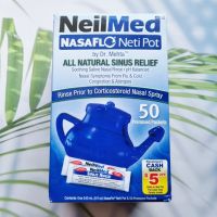 อุปกรณ์ล้างจมูก Nasaflo Unbreakable Neti Pot All Natural Sinus Relief Includes 50 Premixed Packets (NeilMed®) ไซ นัส น้ำเกลือ