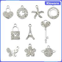 Kloware จี้โลหะผสมเสน่ห์พลอยเทียมสำหรับทำเครื่องประดับสำหรับงานฝีมือ DIY 10ชิ้น