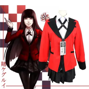 Anime Kakegurui Jabami Yumeko Cosplay Costume Japanese Red Full