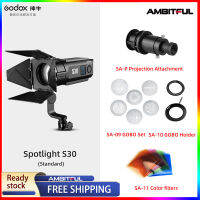 Godox S30 30Wมุ่งเน้นการถ่ายภาพLEDสปอตไลท์ปรับแสงอย่างต่อเนื่องพร้อมประตูยุ้งข้าวสำหรับการถ่ายภาพระดับมืออาชีพ