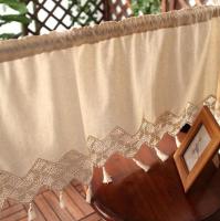 【YD】 Rustic Cotton Short Curtain with Crochet Tassel Half for Window Room Finished