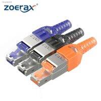 ✕☽ↂ ZoeRax RJ45 Cat8 Cat7 Cat6A Connectors Tool-Free Zinc Alloy Shielded Ethernet Termination Plugs 10Gbps Easy Internet Plug