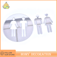 Shao กระจกอะคริลิครอบห้องน้ำประตูป้ายผู้ชายผู้หญิงห้องน้ำ WC Modern Wall Sticker