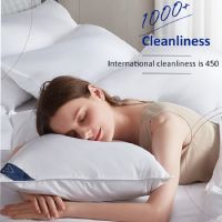 100 Thickened Cotton Pillow Bedroom Bed Sleep Cervical Pillow Middle-high Pillow Core Frosted Machine Wash Quilt Cover White