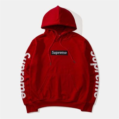 Supreme Embroidered Box Logo Long Sleeve Pullover Hoodie Black/Red/White