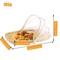 Hand-Woven Food Tent Basket Tray Fruit Vegetable Bread Storage Basket Summer Outdoor Picnic Mesh Net Cover ​kitchen Accessories