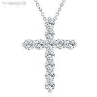 ❆✕﹍ 925 Sterling Silver Necklace 18 inch Shiny crystal Elegant cross Pendant For Women high quality Fashion Jewelry Christmas Gift