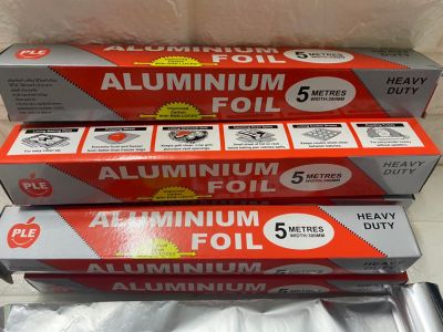 Aluminium Foil ฟอยล์อะลูมิเนียมสำหรับห่ออาหาร กระดาษย่างบาร์บีคิว ปิ้งย่าง, บาร์บีคิว, นึ่ง, หรืออบ 5 เมตร ( จำนวน 1 กล่อง )