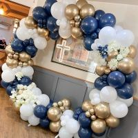 182Pcs Navy Blue ลูกโป่งสีขาว Arch Garland Kit วันวาเลนไทน์บอลลูน Arch วันวาเลนไทน์งานแต่งงานวันเกิด Party Decor