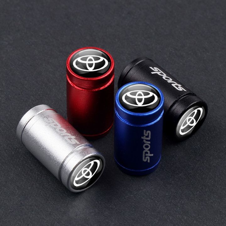 toyota-4ชิ้นเซ็ตอลูมิเนียมรถจัดแต่งทรงผมรถล้อยางยางวาล์ว-stem-air-caps-รถ-cover