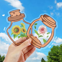 Student Stickers Flower Blooming Seasons Sticker Bottle Sticker Material Pack Manual Bookmark Transparent Small Bottle Sticker