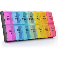 Weekly 7 Day AM/PM Pill Organizer 2 Times A Day Pill Cases Large Compartments Pill Box Medicine Organizer for Vitamins Fish Oil