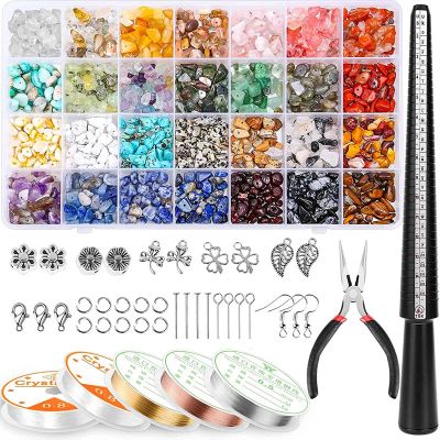 Ring Making Kit with 28 Colors Crystal Beads,1660 Pcs Crystal Jewelry Making Kit with Gemstone Chip Beads, Jewelry Wire
