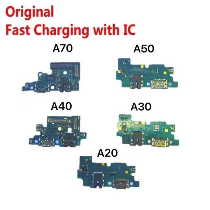 USB ดั้งเดิมชาร์จพอร์ตชิ้นส่วนบอร์ดเชื่อมต่องอได้พร้อมไมค์ไมโครโฟนเหมาะสำหรับ Samsung Galaxy A70 A60 A50 A40 A10 A20 A30