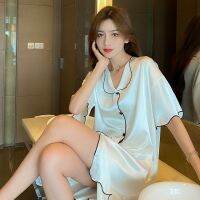 --SY23726❧✣₪ 23 summer ice silk cute short-sed loose home clot cardigan ghtdress sexy new able jamas women