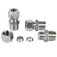 1/8 "1/4" 3/8 "1/2" NPT ตัวผู้ X 3 4 6 8 10 12 14 16 18 20Mm OD 304ท่อบีบอัดปลายบากท่อไม่คอนเนคเตอร์ยูเนี่ยน