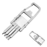 【CW】 E5BE 12 1 Keychain Outdoor Folding Multitool Screwdriver Bit Hardware Holder Ruler