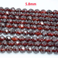 Natural Malaya Garnet Faceted Round Beads 5.8mm 6.8mm